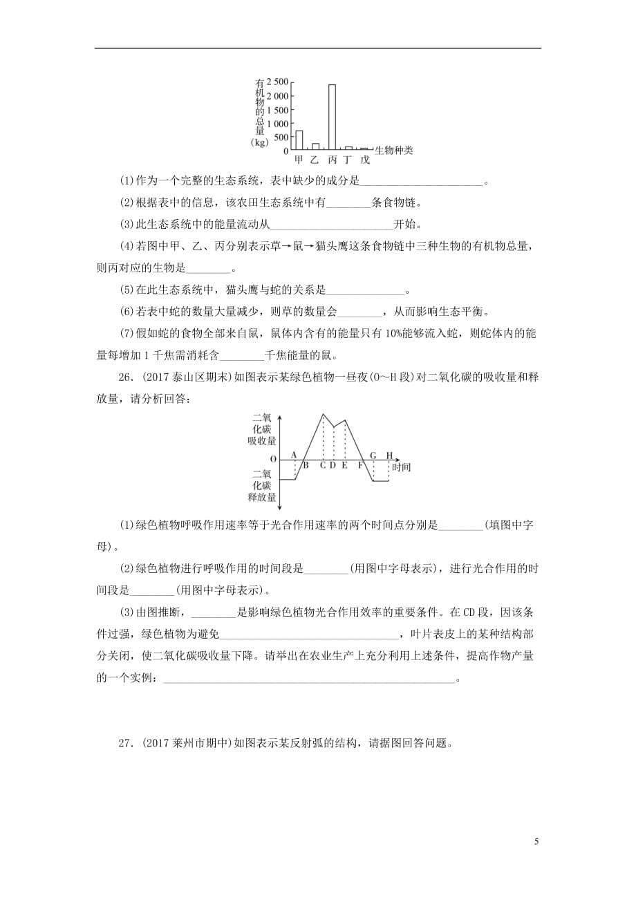 河南省2018年中考生物总复习第2部分 模块2 专题3 错题重做专题突破_第5页