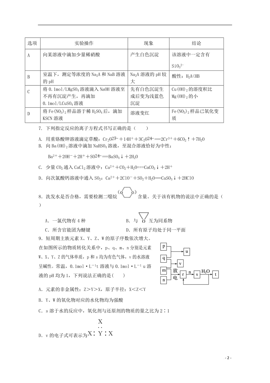 山西省2018_2019学年高二化学下学期期中试题_第2页