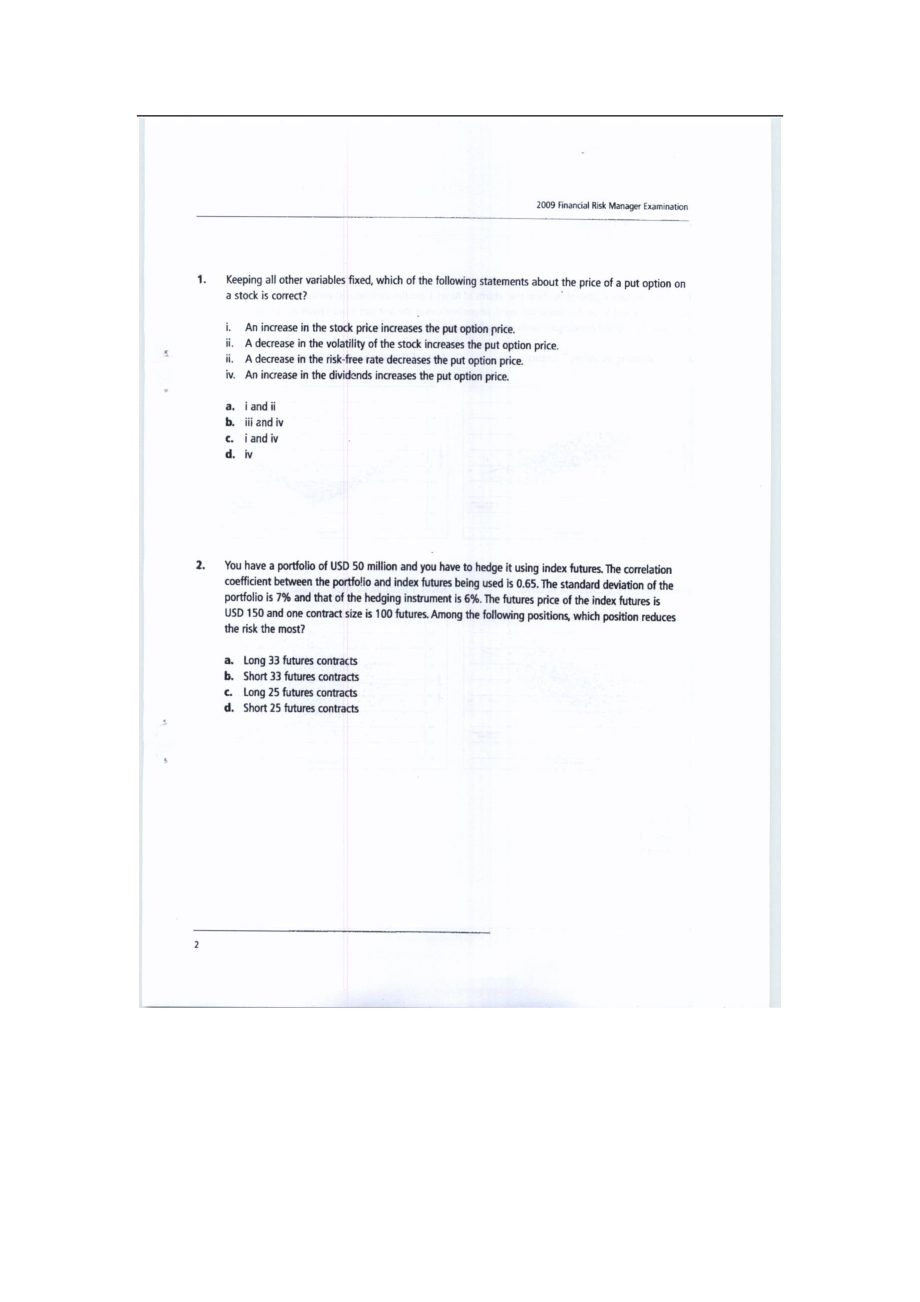 FRM历年真题集 含答案 Exam5通关必备_第2页