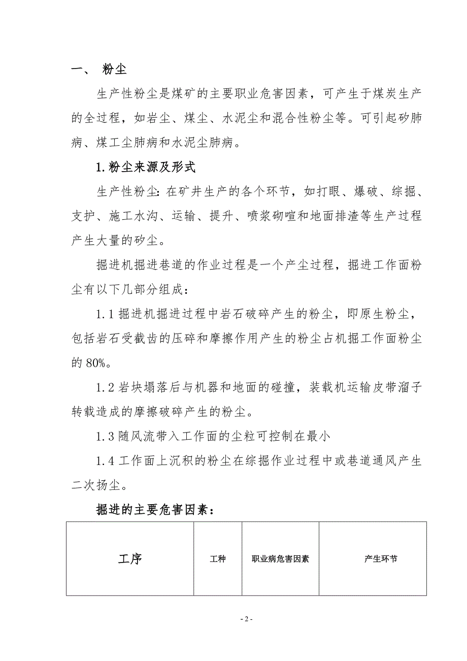 煤矿煤矿作业场所职业危害因素辨识分析情况._第2页