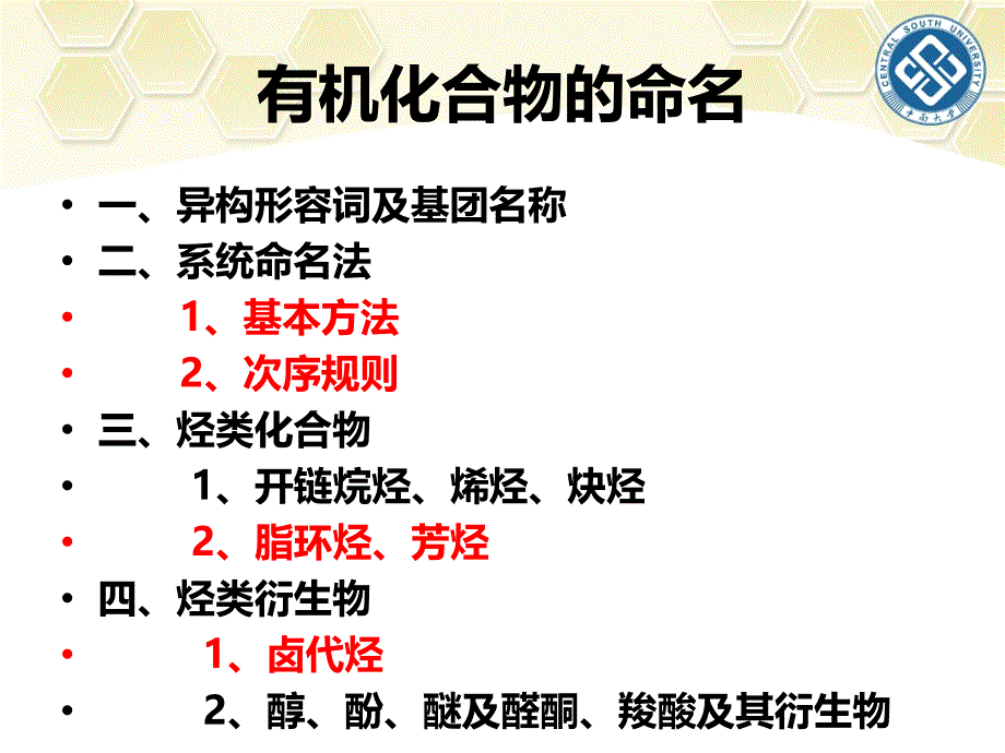 中南大学第2章有机化合物的命名2014综述_第1页