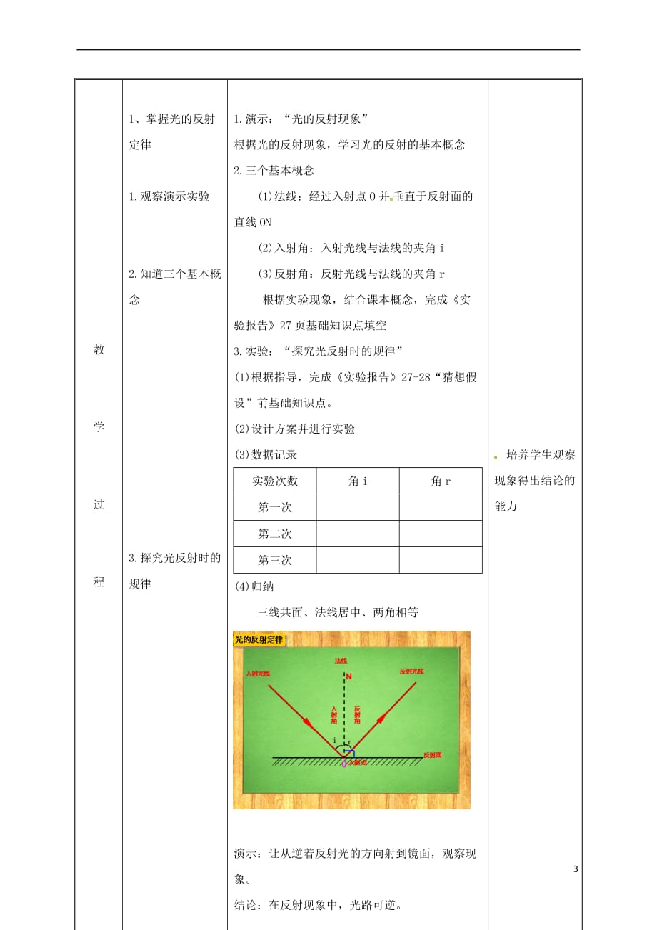 湖南省迎丰镇八年级物理上册 4.2光的反射教案 （新版）新人教版_第3页