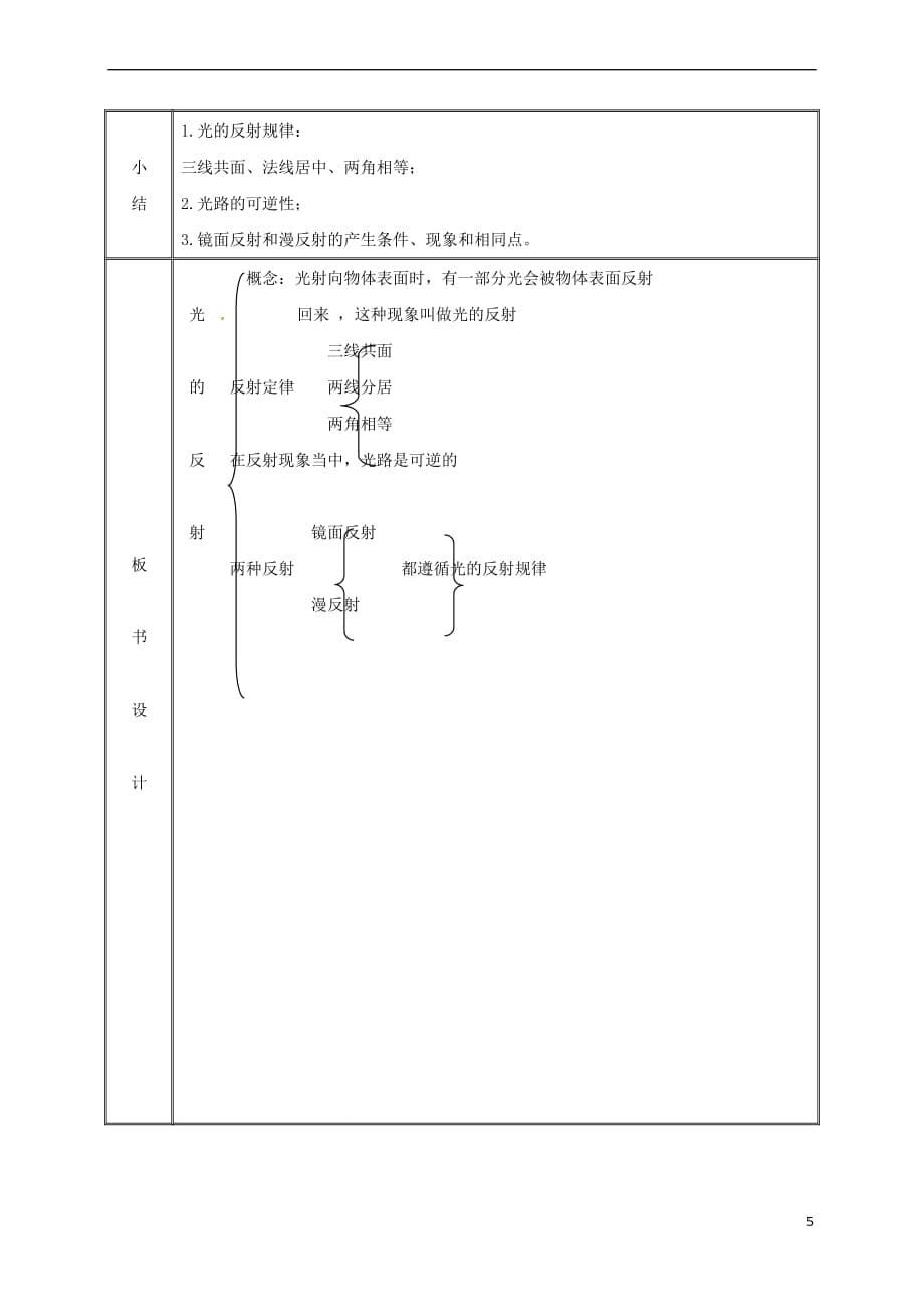 湖南省迎丰镇八年级物理上册 4.2光的反射教案 （新版）新人教版_第5页