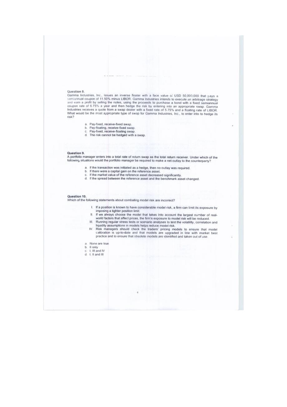 FRM历年真题集 含答案 Exam1通关必备_第5页