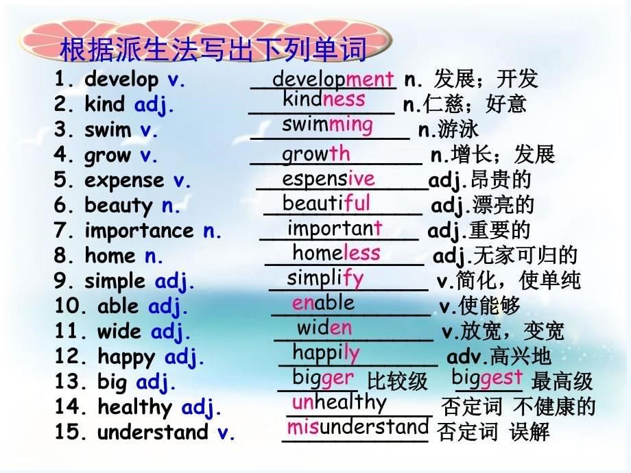 巧用派生词,做好语法填空_第5页