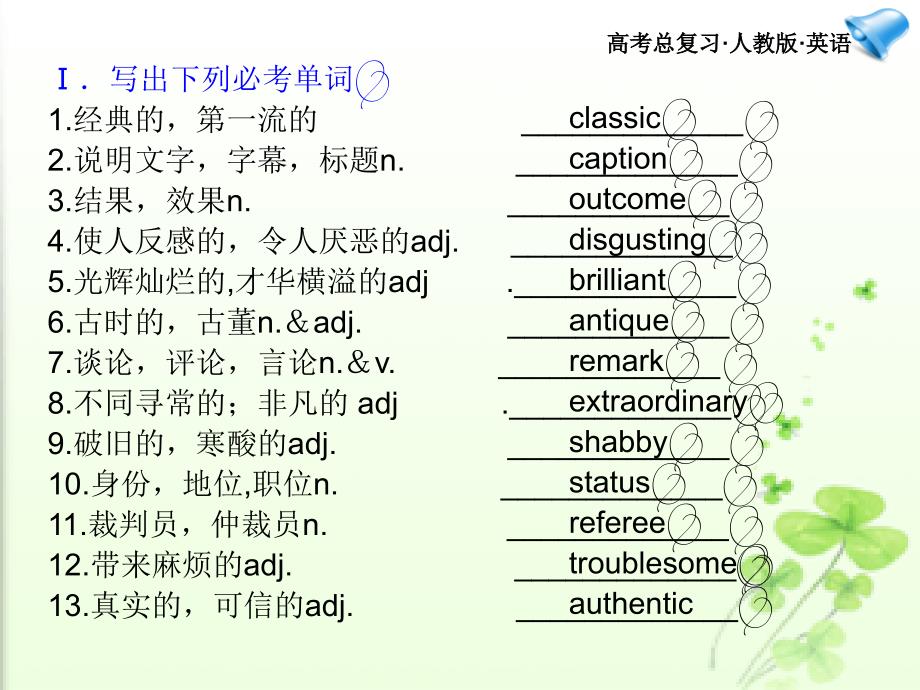 高考英语一轮复习课件：选修8 Unit 4._第3页