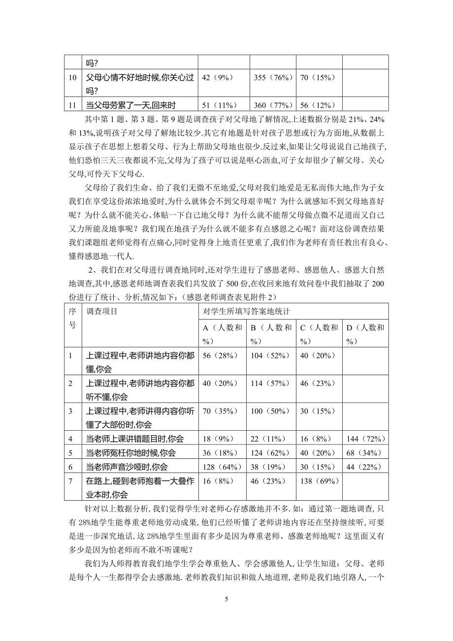 重点初中思想品德课教学中感恩教育资源开发与实践研究方案_第5页