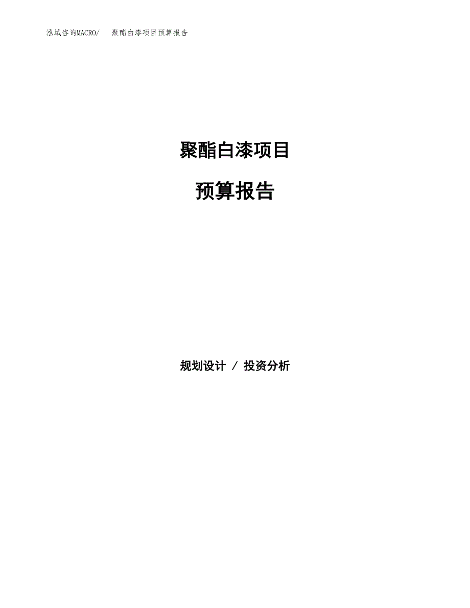 聚酯白漆项目预算报告年度.docx_第1页