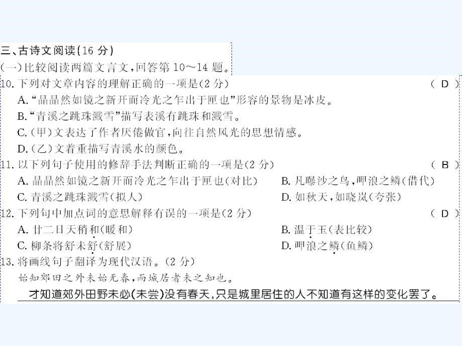 广西桂林市2017九年级语文上册 适应性训练试卷 语文版_第5页