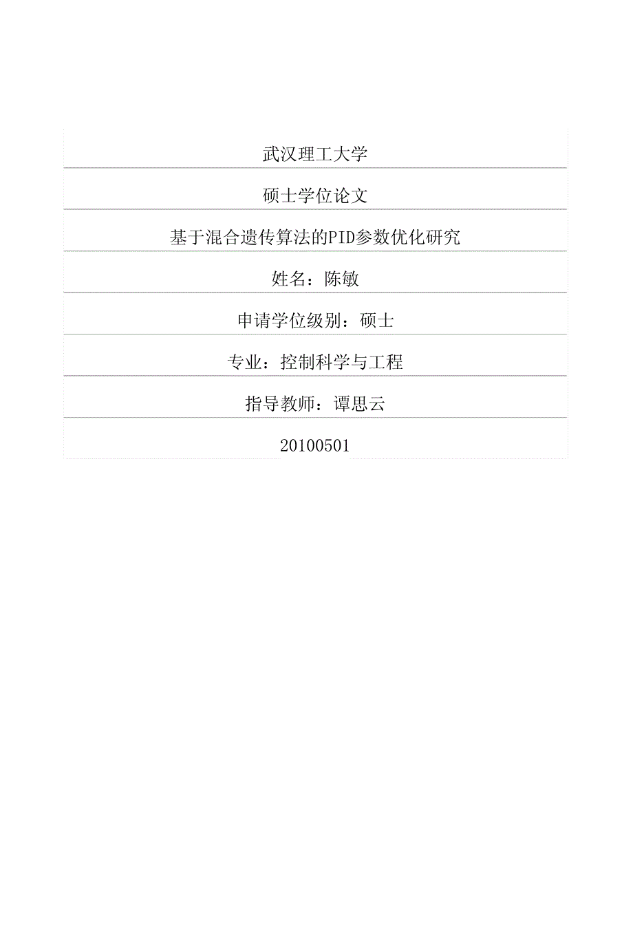 基于混合遗传算法的pid参数优化研究_第1页