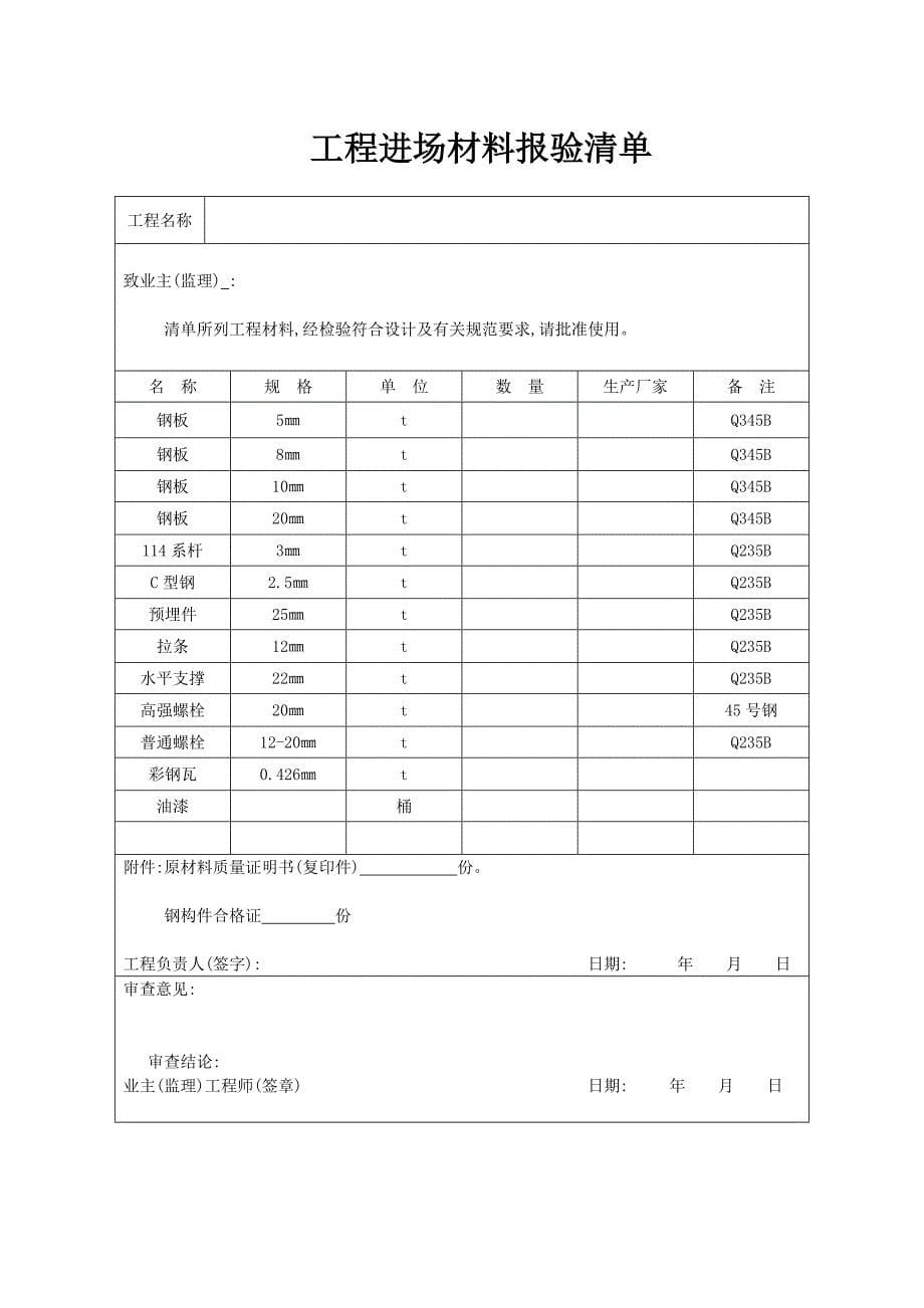 钢结构工程开工报告钢构讲解_第5页