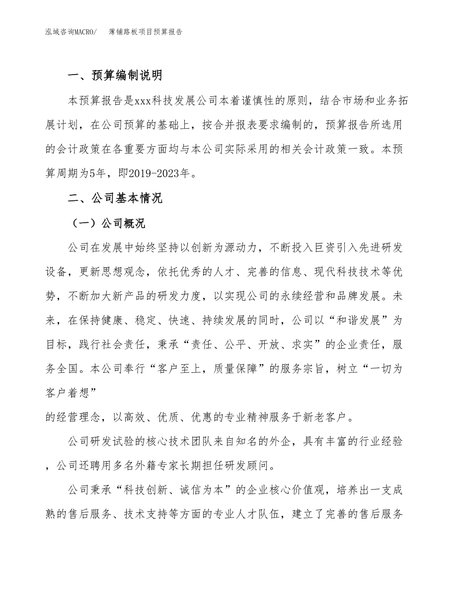 薄铺路板项目预算报告年度.docx_第2页