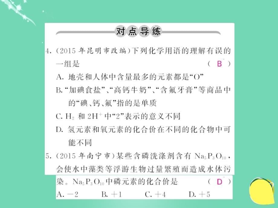 2016年秋九年级化学上册 第5单元 化学方程式 专题突破（一）化学用语新人教版_第5页