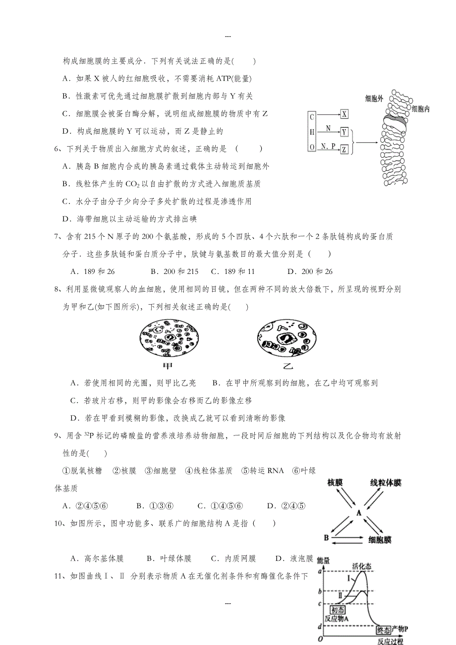 福建省四校高一生物第一学期期末联考试题(有答案)_第2页