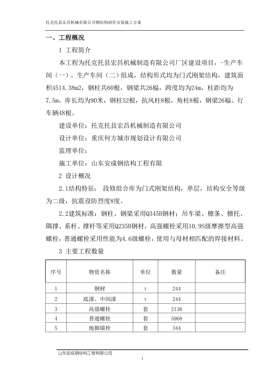 钢结构制作安装施工方案(修改)讲解_第1页