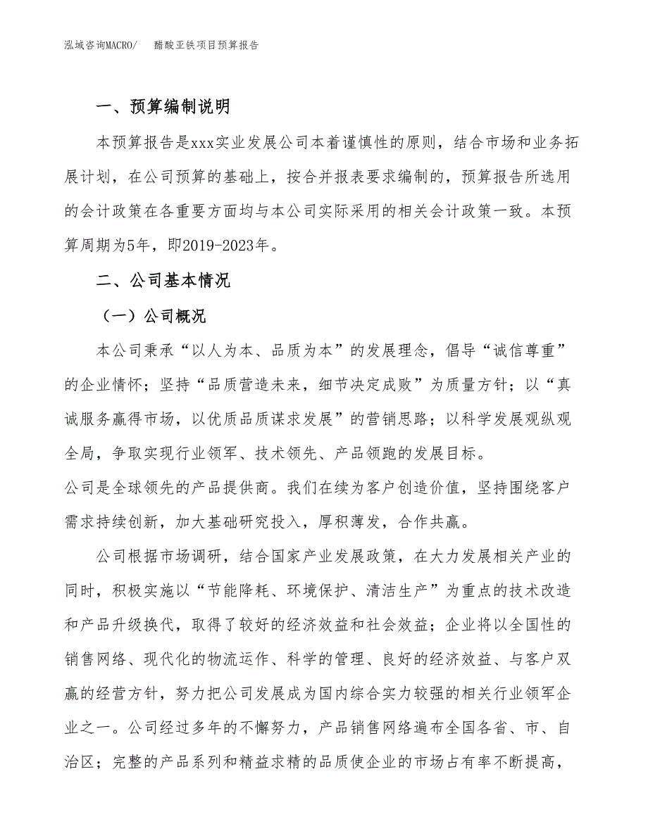 醋酸亚铁项目预算报告年度.docx_第2页