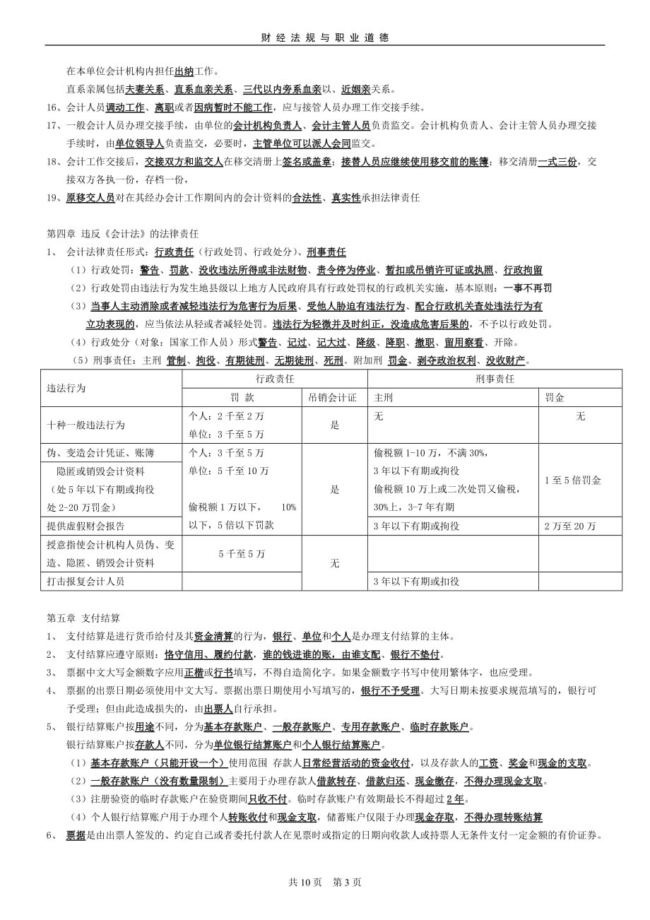 《财经法规与会计职业道德》2011重点_第3页