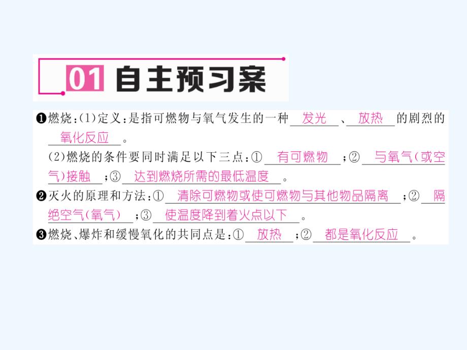 （贵阳专版）2017年秋九年级化学上册 第7单元 燃料及其利用 课题1 燃烧和灭火作业 （新版）新人教版_第4页