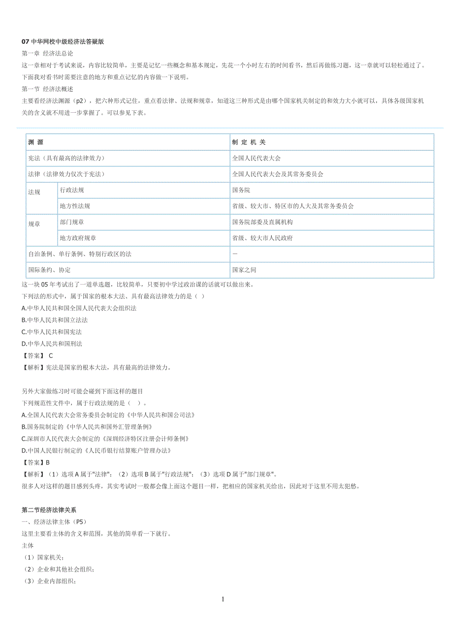 中级经济法电子版整理解析_第1页