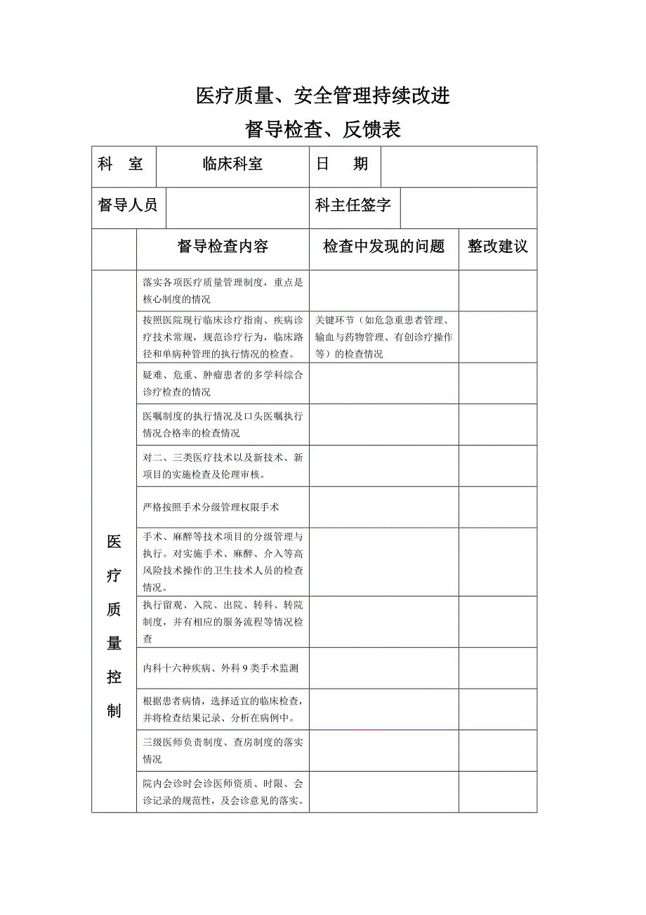 医务科督导检查表._第1页