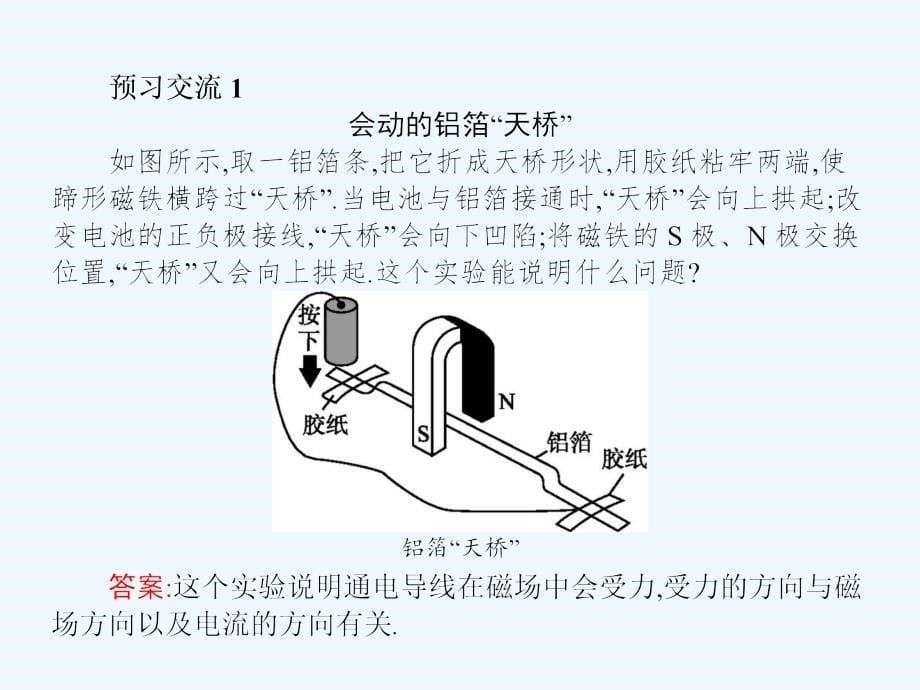 高中物理 第二章 磁场 三、磁场对通电导线的作用 新人教版选修1-1_第5页