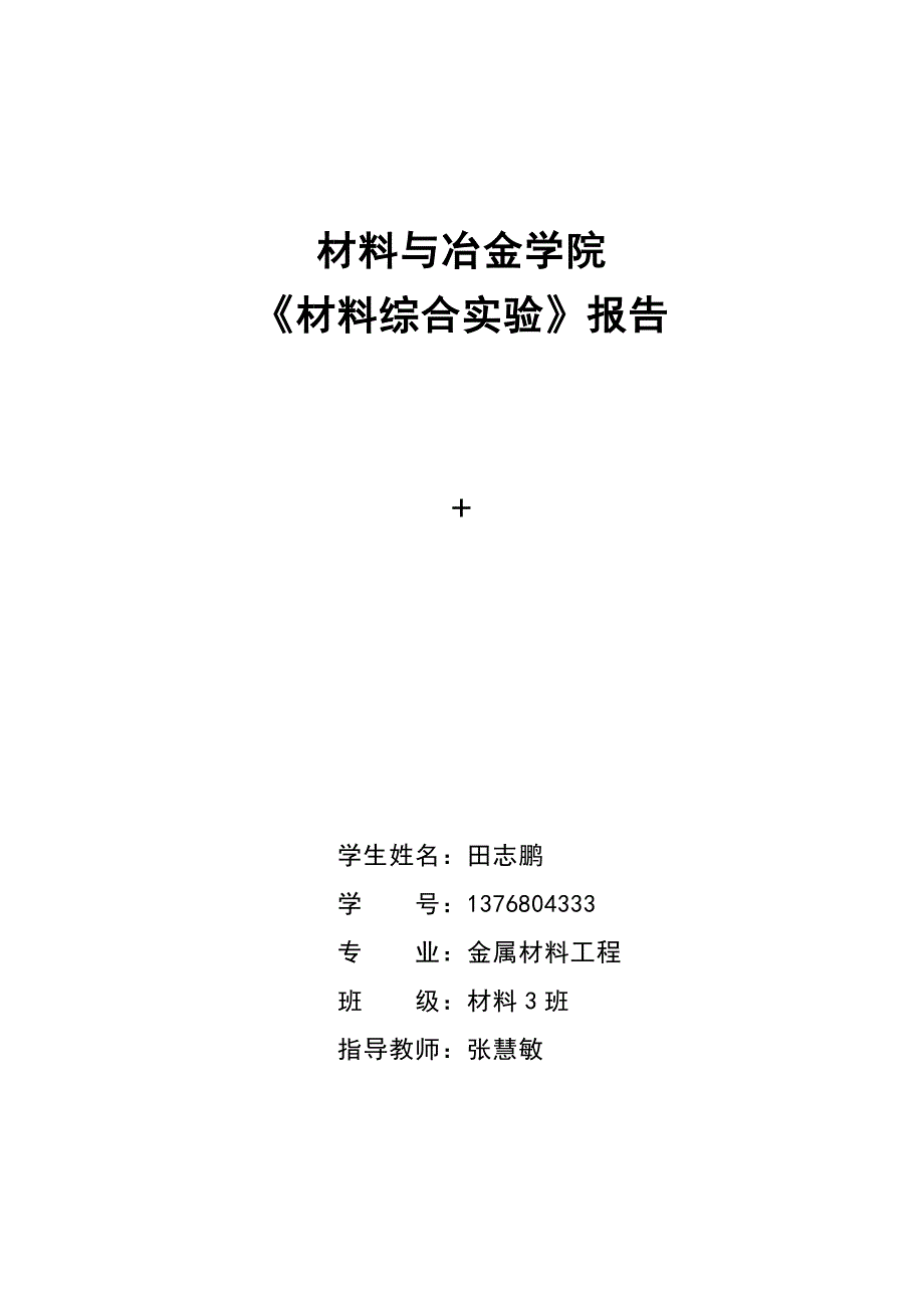 材料与冶金学院综合实验报告._第1页