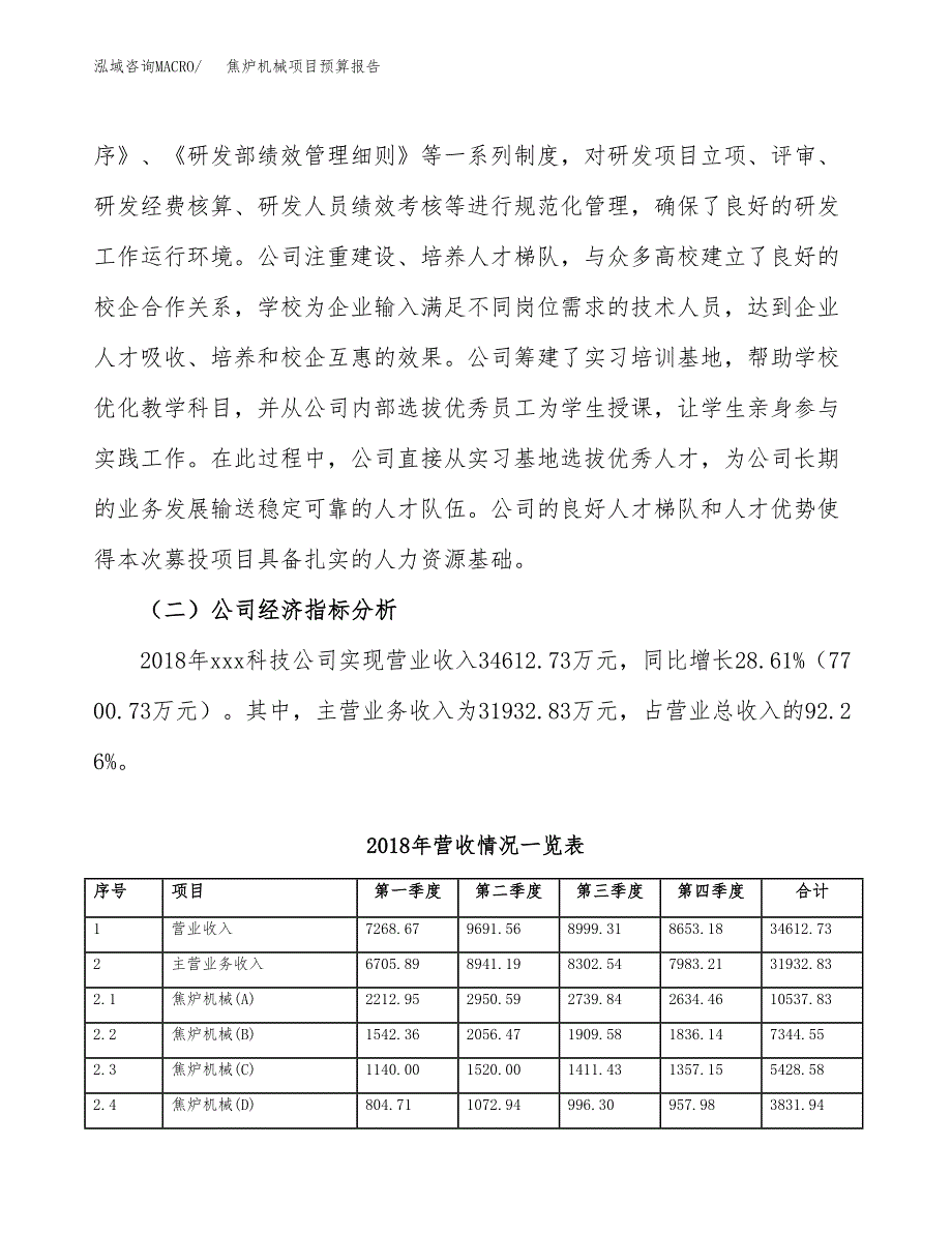 焦炉机械项目预算报告年度.docx_第3页