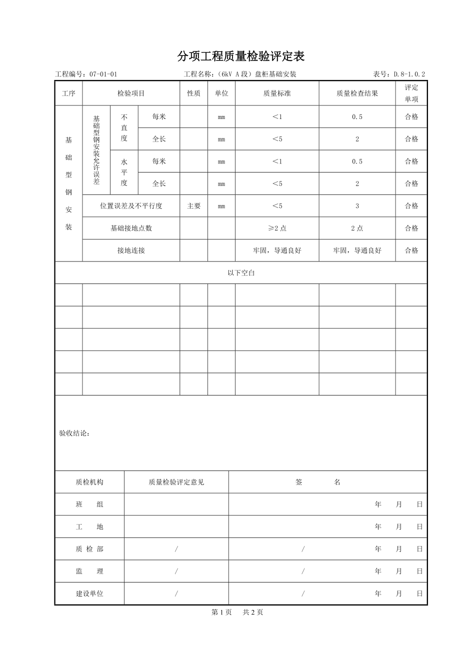 主厂房厂用电系统设备安装质量验收评定表讲解_第3页