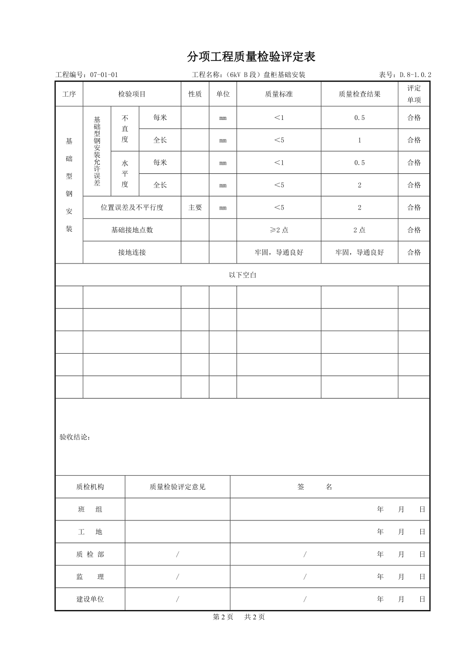 主厂房厂用电系统设备安装质量验收评定表讲解_第4页