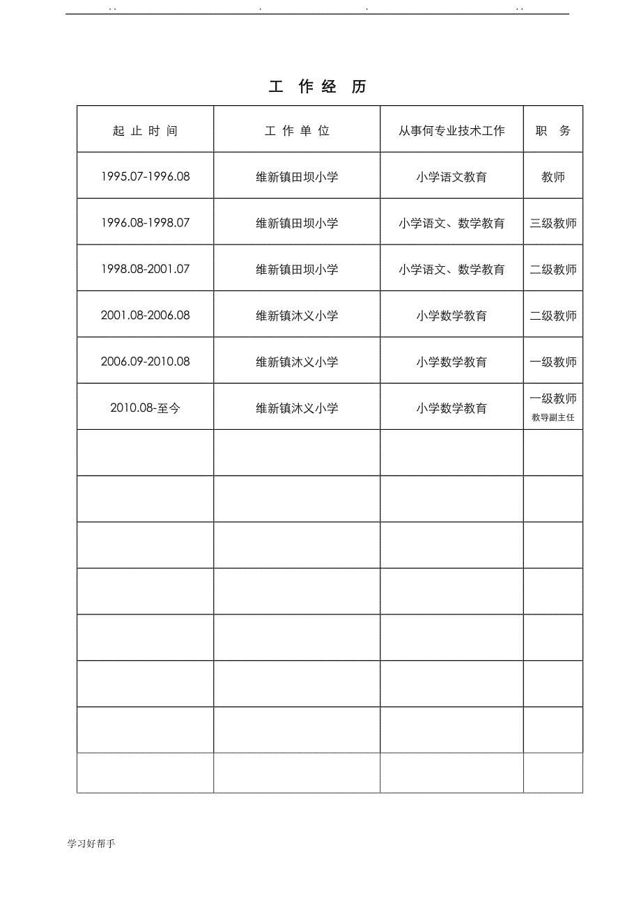 中小学教师专业技术职务任职资格评审表填写模板23782_第5页