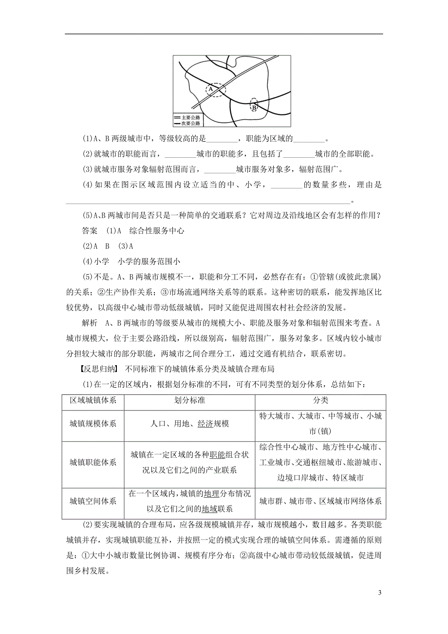 高中地理 第二章 城乡合理布局与协调发展 第二节 城镇布局与协调发展学案 新人教版选修4_第3页