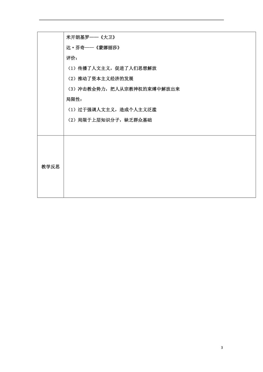 湖北省武汉市高中历史-第二单元 西方人文精神的起源及其发展 第6课 文艺复兴和宗教改革1教案 新人教版必修3_第3页