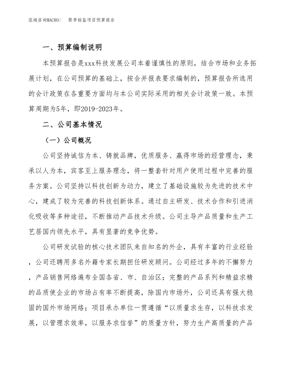 聚季铵盐项目预算报告年度.docx_第2页