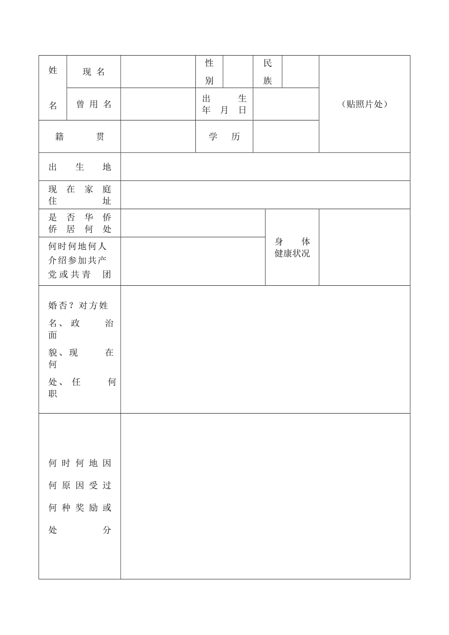 高等学校毕业生登记表-空表_第3页