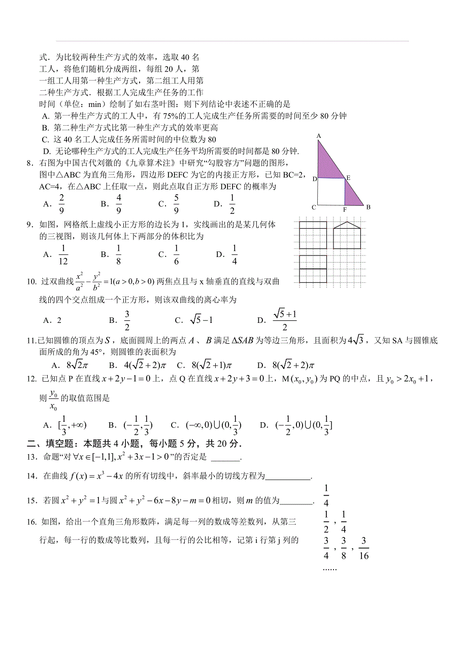 广东省揭阳市2019年高考一模数学（文科）试题（含答案）_第2页