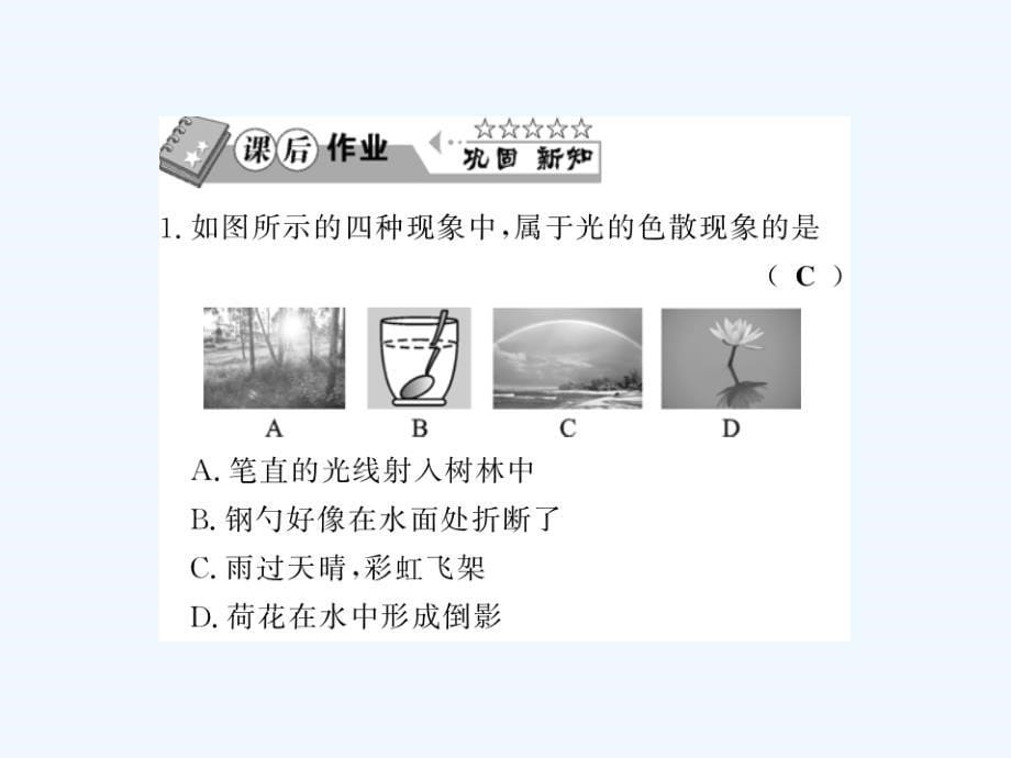 （黔东南专版）2017-2018学年八年级物理上册 4.5 光的色散习题 （新版）新人教版_第5页