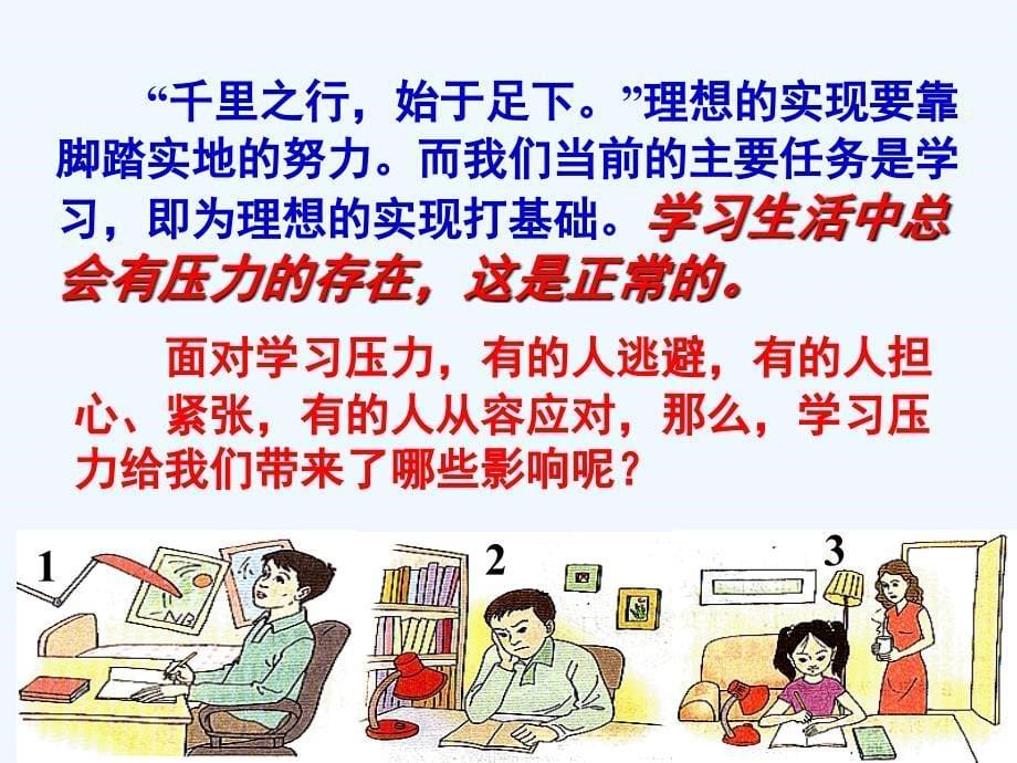 江西省九年级政治全册 第四单元 满怀希望 迎接明天 第十课 选择希望人生 第2框《理智面对学习压力》 新人教版_第5页