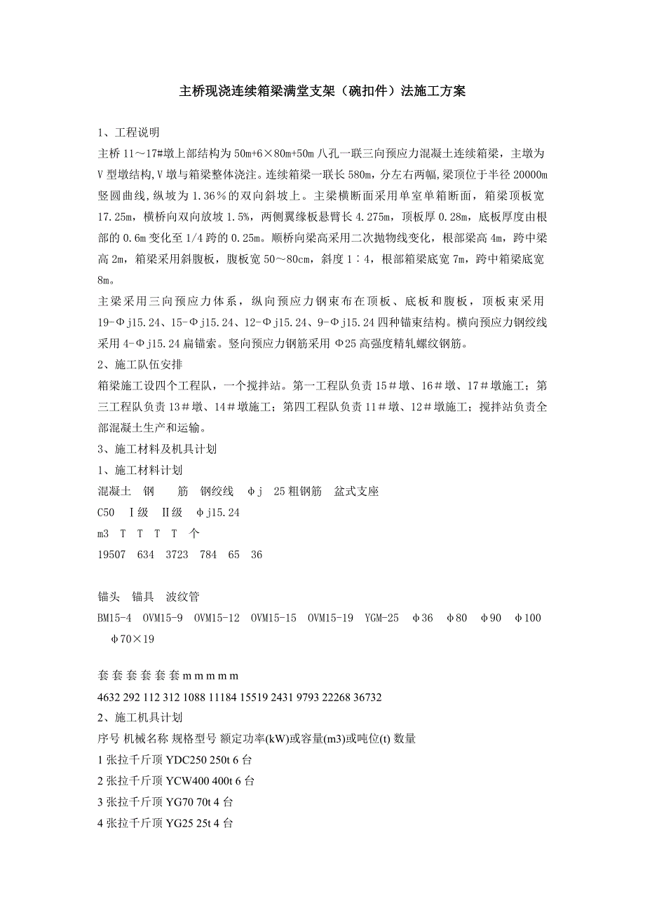 主桥现浇连续箱梁满堂支架施工方案2_第1页