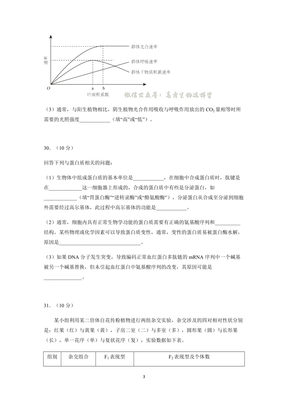 2018高考真题全国Ⅲ卷·生物_第3页