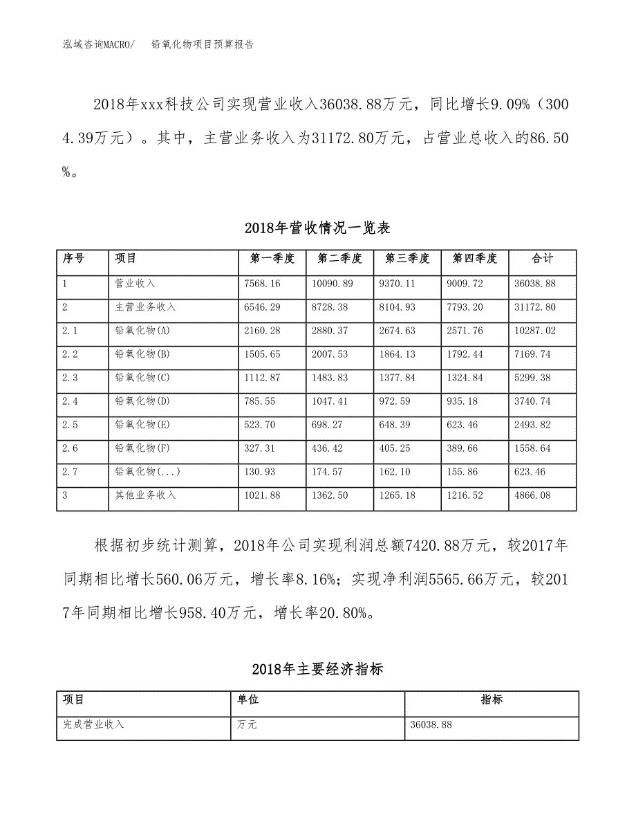 铅氧化物项目预算报告年度.docx_第4页