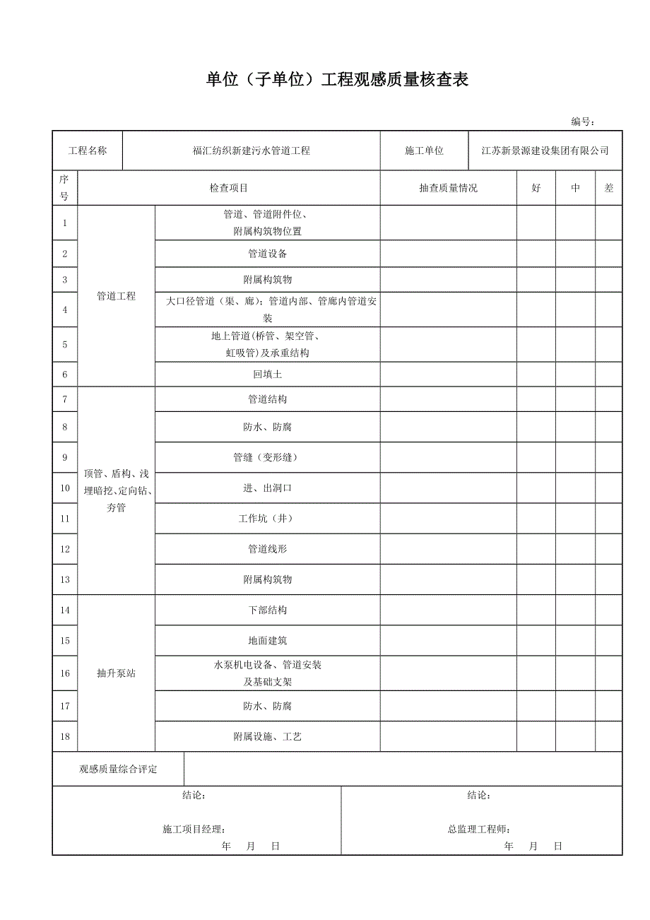 市政给排水管道工程检验批质量验收记录表 修._第3页