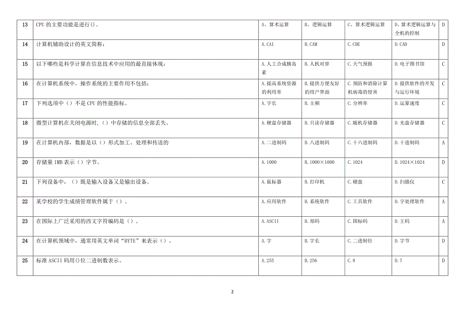 计算机选择题答案 (2)讲诉_第2页