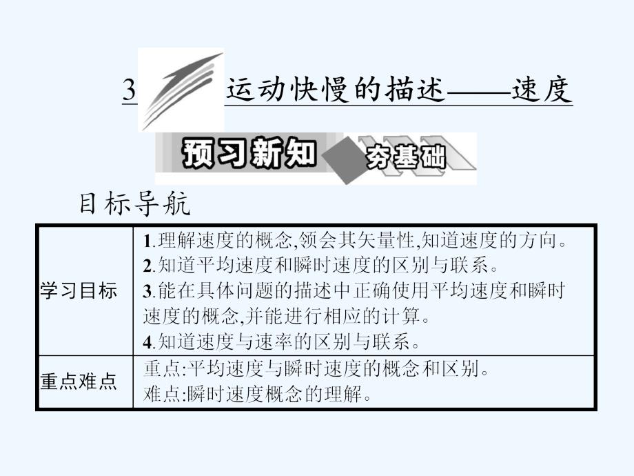 高中物理第一章运动的描述3运动快慢的描述-速度新人教必修1_第1页