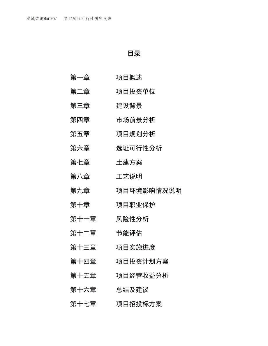 菜刀项目可行性研究报告（总投资14000万元）（65亩）_第1页