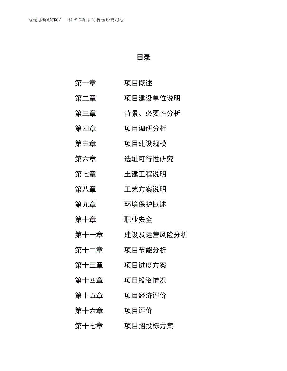 城市车项目可行性研究报告（总投资3000万元）（14亩）_第1页