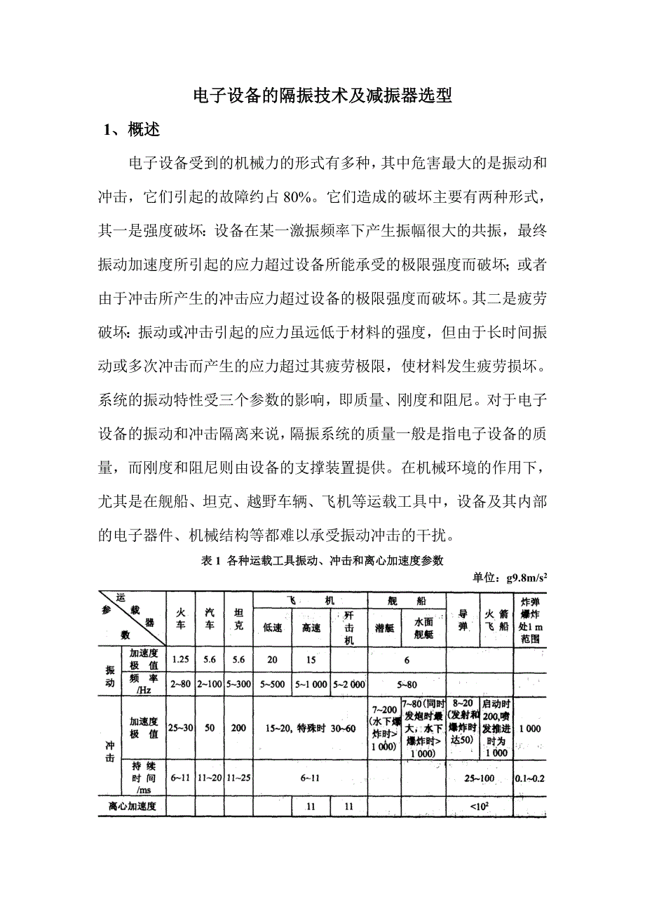 电子设备的隔振技术及减振器选型._第1页