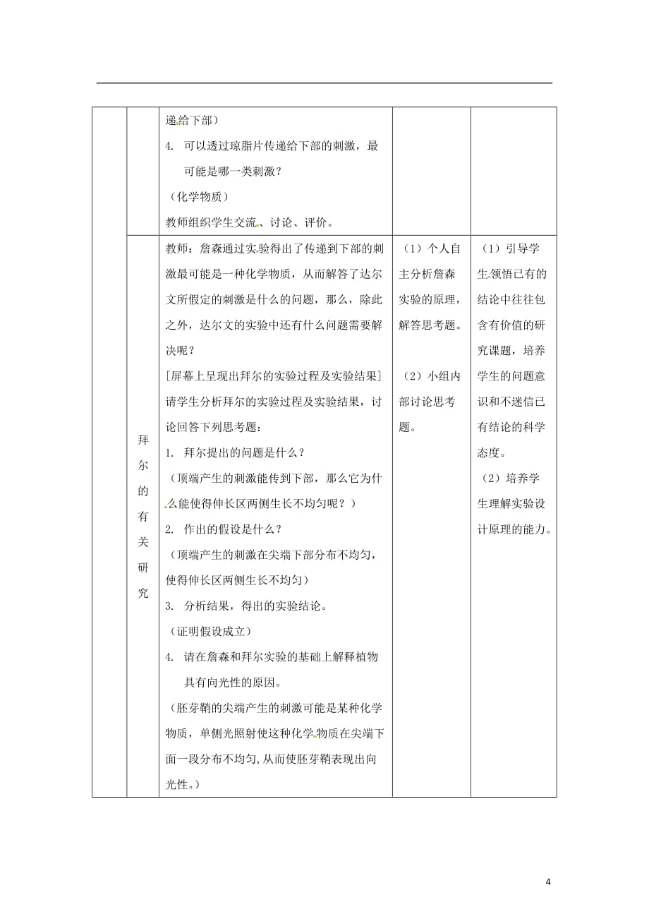 教师用书高中生物节植物生长素发现过程教学过程人教版_第4页