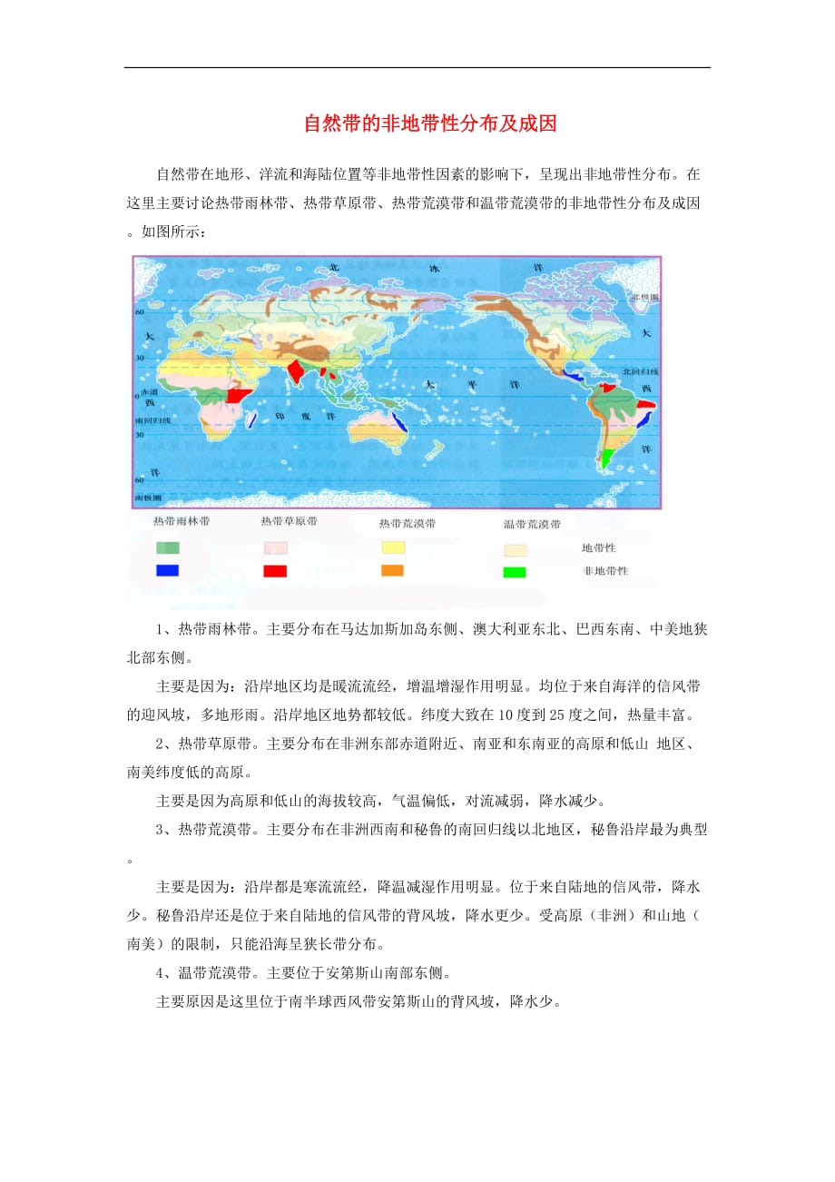 高中地理 3.1 地理环境的差异性 自然带的非地带性分布及成因文字素材5 鲁教版必修1_第1页