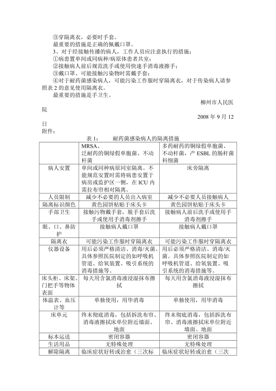 耐药菌感染及常见急性传染病病人的隔离方案资料_第2页