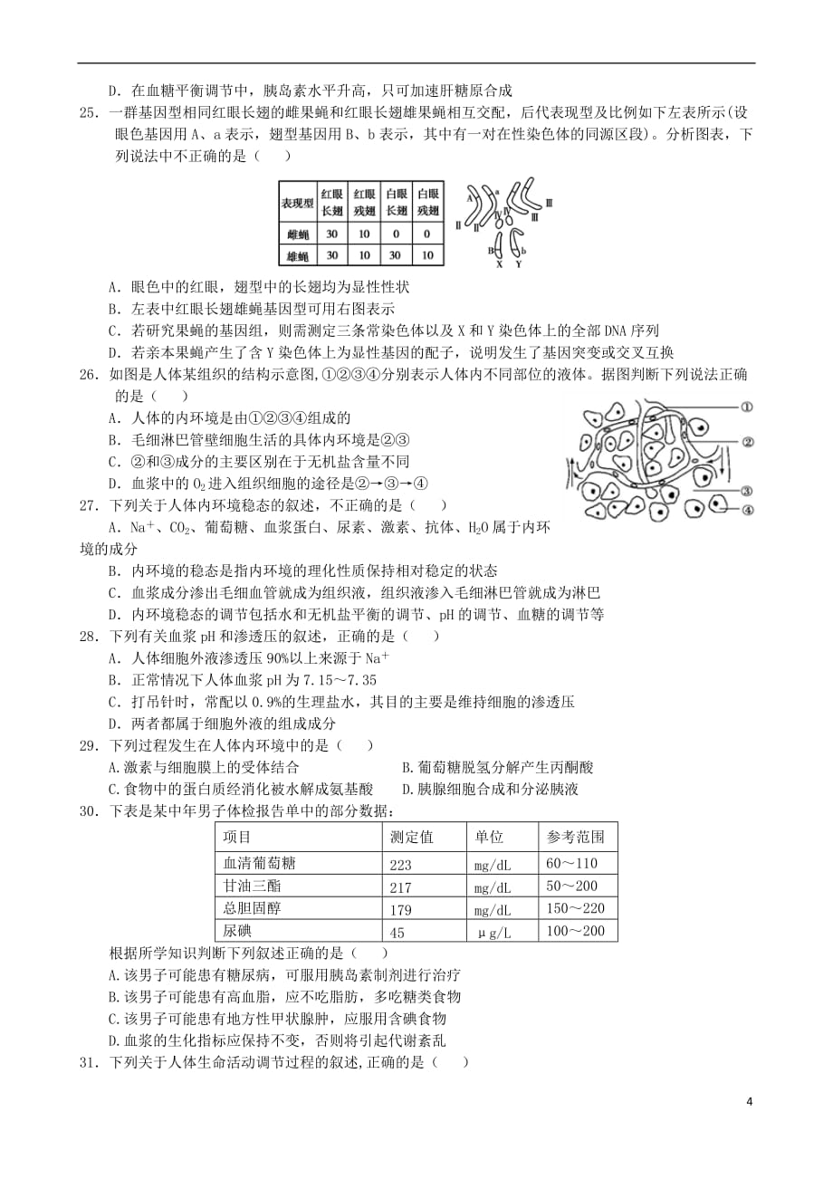 2018－2019学年高二生物下学期期中试题_第4页